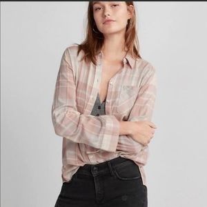 NWOT Express Pastel Plaid Boyfriend Shirt